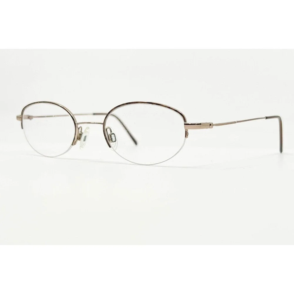 Unbranded Eyeglasses Frames Unisex Gold Brown Oval Semi Rimless 48-19-135